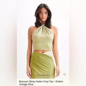 Meshki Olive Halter Crop Top